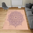 thumbnail image 2 of Mandala Turkish Area Rug, Lotus Inspired Flower Lace Circle Ornate Retro Pattern Eastern Universe Theme, Carpet for Living Room Decor with Distressed Look, 6.6' X 9.6', Salmon Purple, by Ambesonne, 2 of 4
