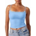 thumbnail image 3 of Women'S Lace Camisole Square Neck Sleeveless Spaghetti Strap Basic Tank Top Sky Blue XL, 3 of 6