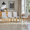 thumbnail image 2 of Tcbosik Modern Dining Chairs Set of 4, PU Leather Upholstered Kitchen Chair with Metal Legs for Living Room, Kitchen, Light Gray & Gold, 2 of 10