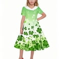thumbnail image 6 of Xdegoge St. Patrick's Day Girls Dresses A Line Clover Print Vintage Dress with Collar and Short Sleeves Irish Holiday Gown, 6 of 6