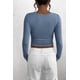 thumbnail image 2 of Remera PRETTYGARDEN 2025 Henley de Manga Larga Ajustada Azul Gris Talle S, 2 of 8