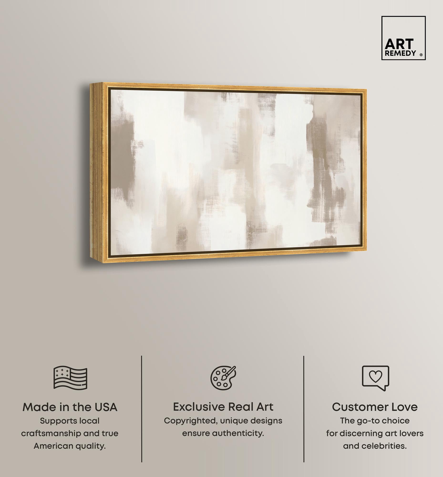 Art Remedy Neutral Abstracts Canvas, 45" x 30", Gold Frame, Winter Mist II