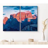 PixonSign Canvas Print Wall Art Set Neon Red Rock Formation Nature Wilderness Photography Realism Contemporary Landscape Colorful Multicolor Ultra for Living Room, Bedroom, Office - 16"x24"x2