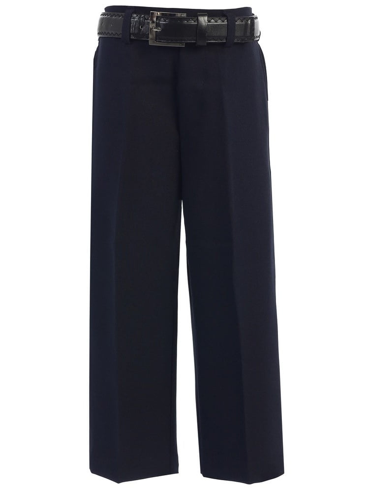 bone little boys navy flat front solid belt special occasion dress