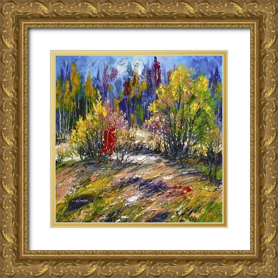 Chodyukov, Aleksander 15x15 Gold Ornate Wood Framed with Double Matting Museum Art Print Titled - Shrubs by the Forest