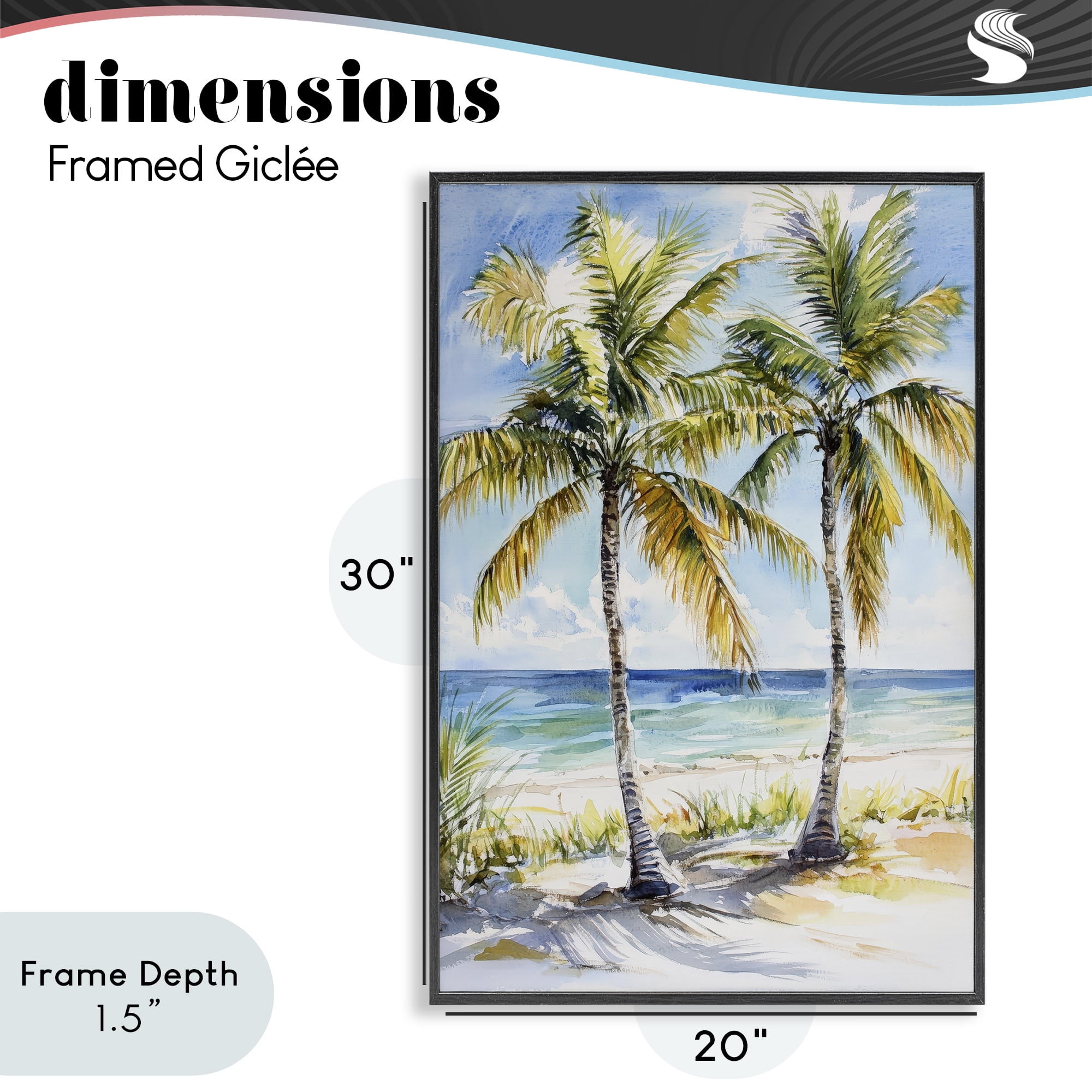 Stupell Industries Sandy Palms Duo Ocean View Black Framed Giclee Art, design by Petal Prints Design