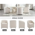thumbnail image 2 of Guyou Linen Barrel Chairs, 24.5" Wide Accent Chairs for Living Room & Dining Room, Genuine Leather Lounge Chairs, Beige, 2 of 8