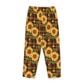 thumbnail image 3 of Lsque Yellow Black Plaid Sunflower Print Women's Pajama Pants, Lounge Pant - Comfortable Home Wear,Elastic Waistband, Stylish Design-Large, 3 of 9