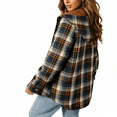 thumbnail image 3 of Women Long Sleeve Button Down Plaid Warm Hooded Jacket Women Fleece Plaid Shacket Jacket, 3 of 6