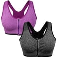 thumbnail image 1 of Women's Zip Front Sports Bra Wireless Post-Surgery Bra Active Yoga Sports Bra, 1 of 4