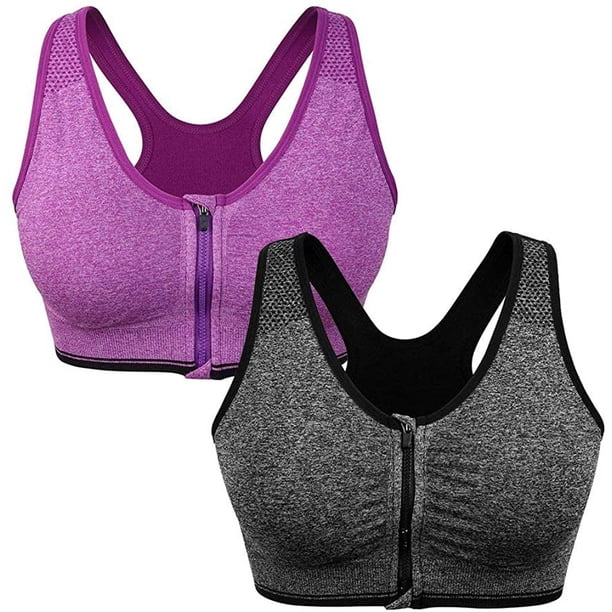 Sujetador deportivo con cremallera frontal para mujer Sujetador sin aros para después de la cirugía Sujetador deportivo activo para yoga
