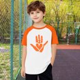 thumbnail image 6 of hengsof Girls Orange Raglan Short Sleeve T-Shirt, Cute Printed Casual Crew Neck Top, Soft and Comfortable Shirt Ages 3-14, 6 of 8