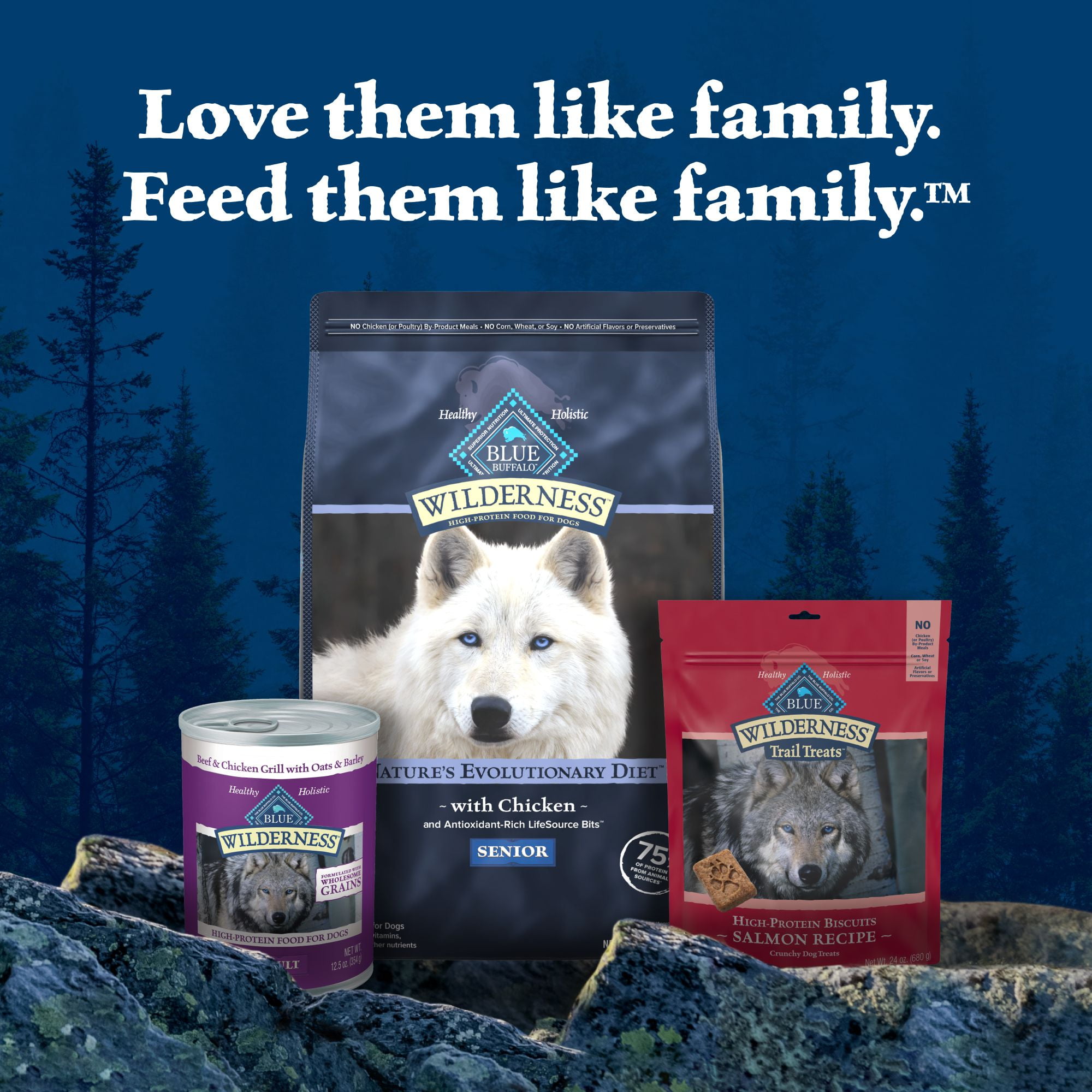 Blue Buffalo Wilderness Natural Senior Dry Dog Food Plus Wholesome Grains, Chicken 24 lbs.