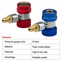 (Set of 3 Pcs) Angled Compact Ball Shut-Off Valve 1/4 SAE Swivel Adapter  For A/C R12 R22 R502 R134A R410A Refrigerant Charging Hoses Tools Air