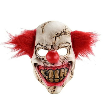 Scary Clown Latex Mask Big Mouth Red Hair Cosplay Full Face Horror Masquerade Adult Ghost Party Masks Halloween Props