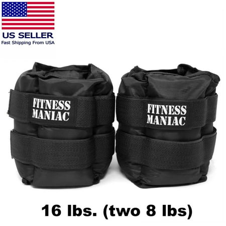 16 lbs Pro Ankle Weights with Adjustable Strap | Women & Men | Gym Walking Jogging