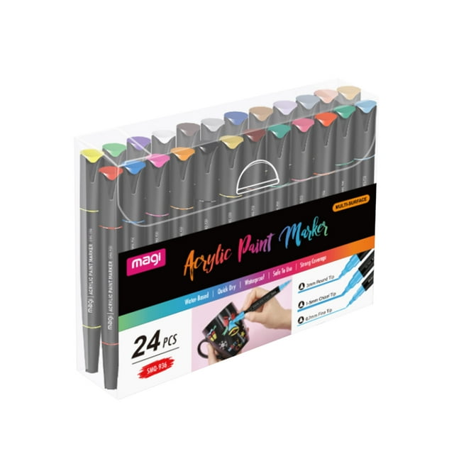 Agiferg Double-headed Acrylic Marker Black Rod Waterproof DIY Hand-painted Ceramic Graffiti Pen 10ml