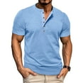 thumbnail image 2 of LUOGENLI Male T-shirts for Mens Male Spring Short Sleeve Solid Color Letter Stripe Stitching Short Sleeve Top Mens T-shirts Graphic Tees St. Patrick's Day Blue L, 2 of 9