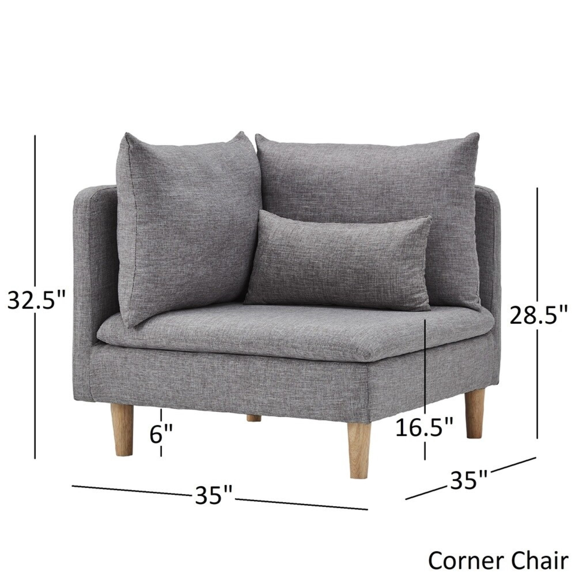 Weston Home Castleberry Modular Mid-Century Fabric Corner Chair, Dark Grey Linen