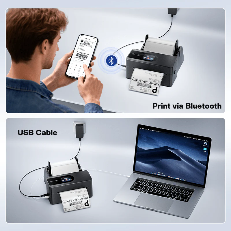 Phomemo Upgraded Touchscreen Thermal Label Printer, PM64D 4x6 Wireless Thermal Label Printers for Shipping Package, Compatible with Amazon, Shopify, USPS, Shipping Label Printer for Small Business