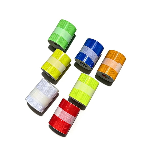 7 Rolls of 7 Colors High-Visibility Reflective Tape - Waterproof Self-Adhesive Safety Stickers for Outdoor Nighttime Visibility, Trailers, Clothing, Vehicles (2 in x 68 ft.)