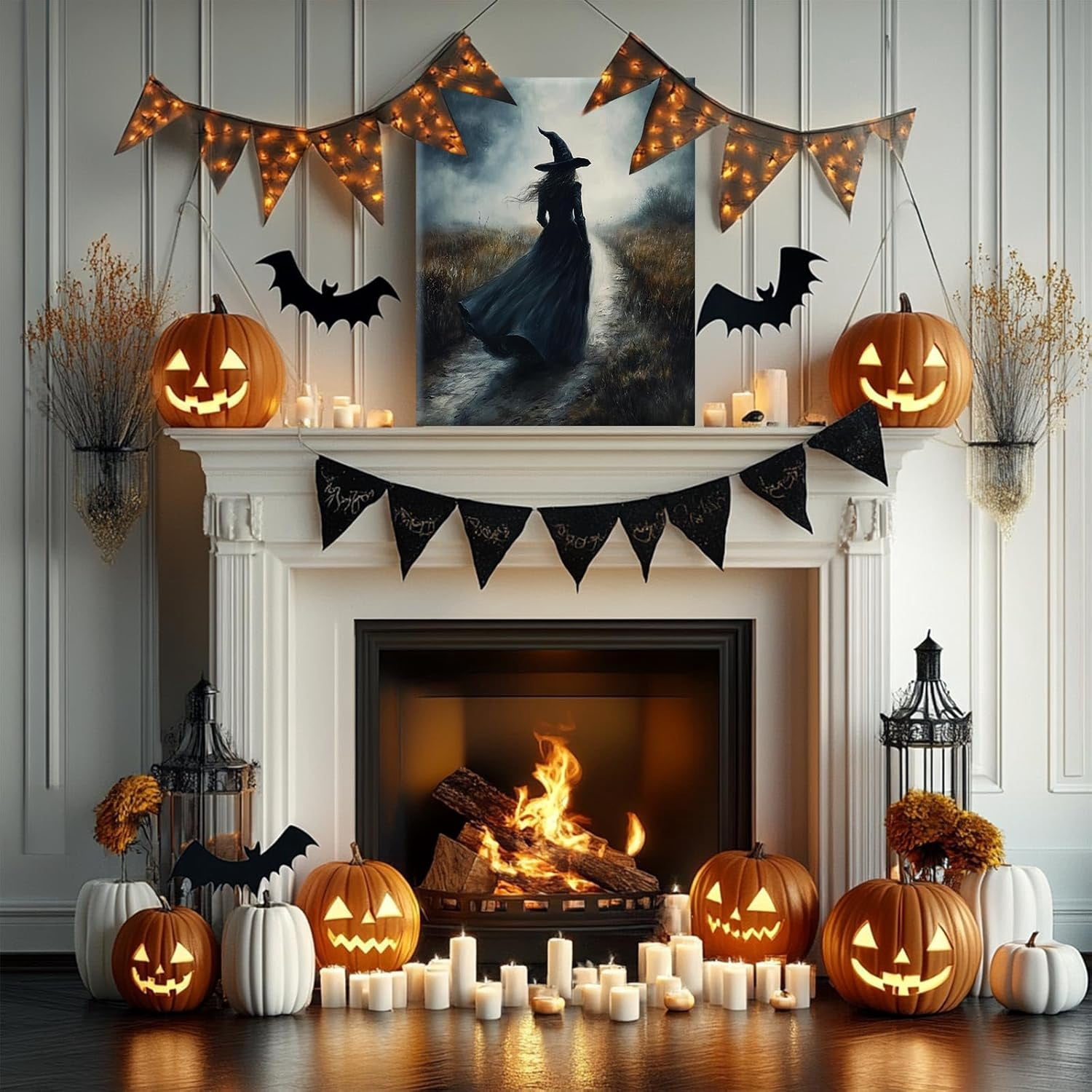 ART Halloween Canvas Wall Decor, Nature Witch Print dark academia Halloween Poster Vintage Witchy Mystic Gothic Home Decor for Family Bedroom Decor&nbsp;