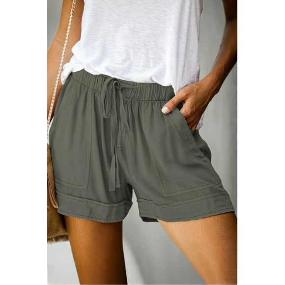 Women's Green Strive Pocketed Tencel Shorts