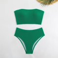 thumbnail image 6 of MIXUE Swim Suits for Women Solid Color Bikini Sets for Women Split Special Fabric Bandeau Swimwears Beachwear,Green,L, 6 of 6