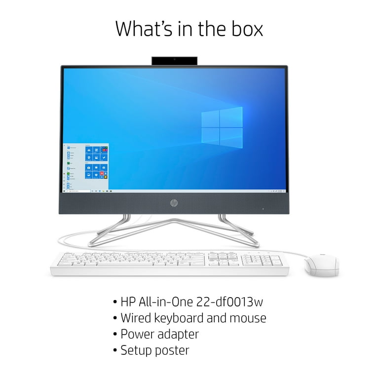 HP All-in-One 22-df0013w Desktop Computer with 22-inch Flat