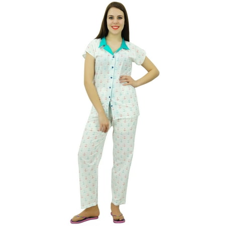 

Phagun Women Short Sleeve Printed Shirt Cotton Pyjama Set Sleepwear - Choose Size