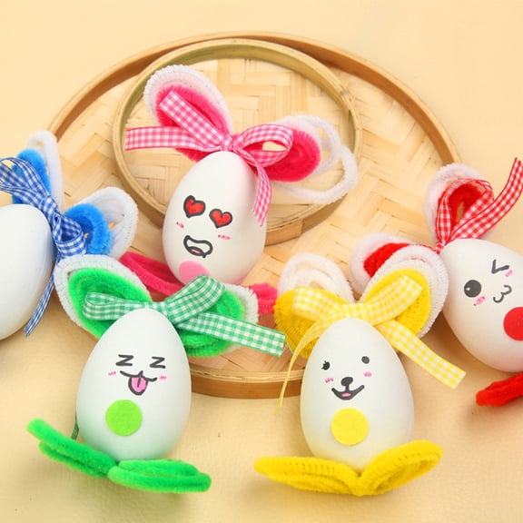 CoreLiving 5-Piece Plastic Easter Egg Decorating Kit for Adults DIY Craft Blank White Fake Eggs for Home Spring Party Decorations Arts and Crafts Supply Set with Packaging Box