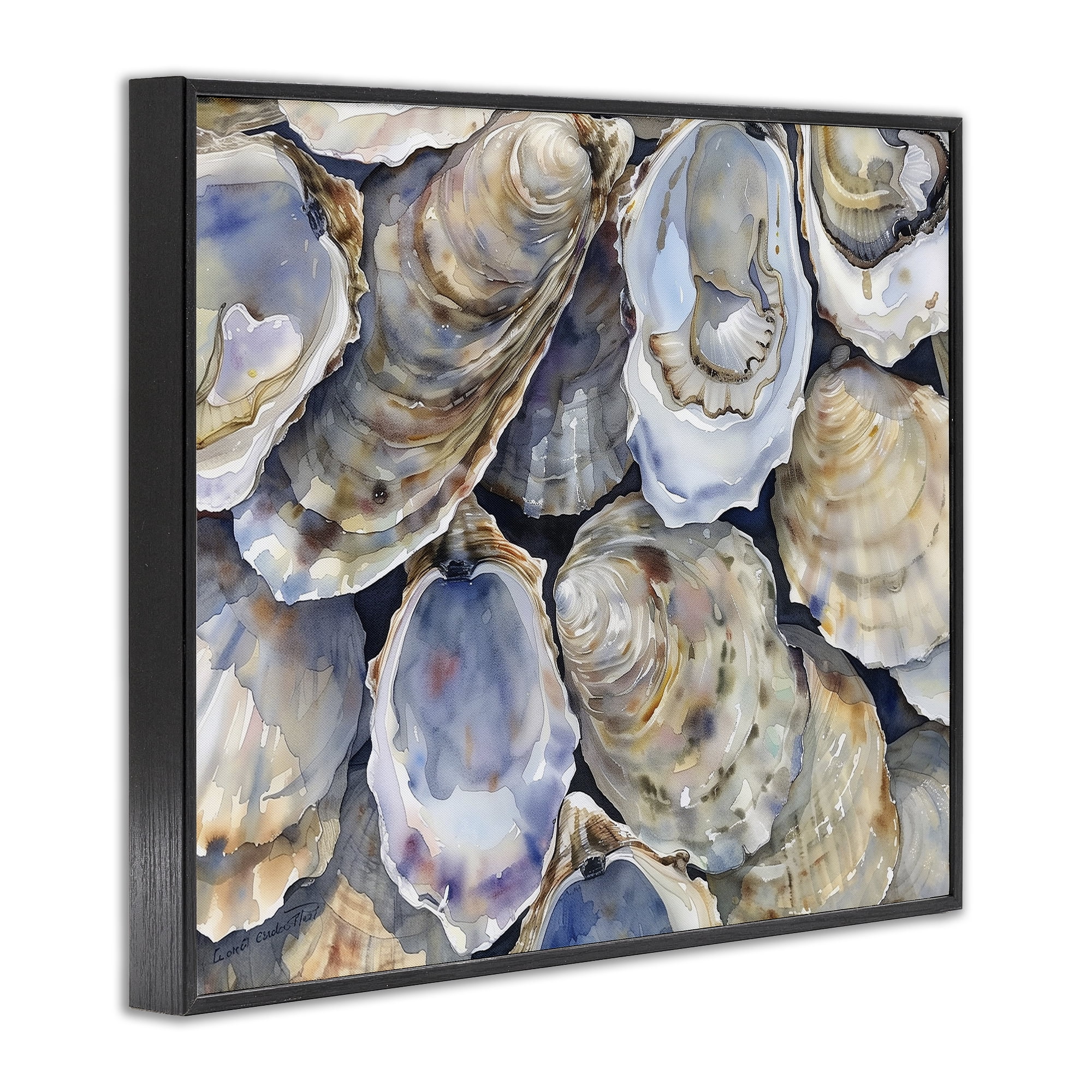 Stupell Industries Oyster Shellabration Pile Black Framed Giclee Art, design by Heidi Kuntz