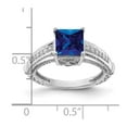 thumbnail image 7 of 925 Sterling Silver Rhodium-plated Synthetic Blue Sapphire and Cubic Zirconia Ring Size 6, 7 of 7