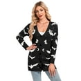 thumbnail image 3 of Cardigan Sweaters for Women Halloween Day Sweaters Bat Printed Knit Button V Neck Open Front Long Sleeve Mid-Length Fall Fashion Outerwear Cardigans Alsol Lamesa, 3 of 6