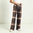 thumbnail image 5 of Hvogkswy Women Plaid Pajama Pants Loose Straight Wide Leg Lounge Pants Drawstring Elastic Waist Home Pajama Bottoms with Pockets, 5 of 7