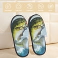 thumbnail image 2 of Honeii Largemouth Bass jumps out of water Print Furry Slippers Bedroom Slippers for Women and Men Fuzzy Plush Comfy Faux Fur Lined Slide Shoes -Large, 2 of 8