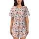 thumbnail image 1 of Fotbe Paris Conjunto de Pijama Estampado para Mujer, 2 Piezas, Ropa de Dormir con Camiseta de Manga Corta y Shorts Suaves-Medium, 1 of 6