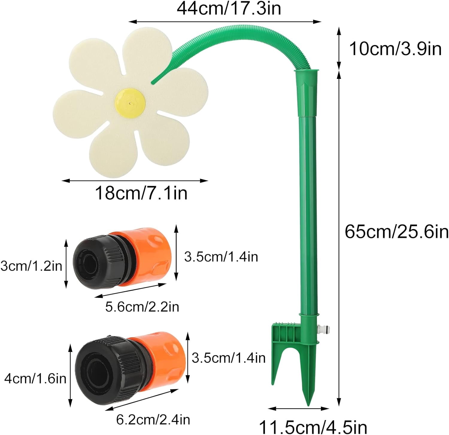 NFNSIG Crazy Daisy Sprinkler Shaped Garden Sprinkler 720° Rotating Garden Water Feature Sprinkler Dancing Moving Daisy Water Sprinkler for Garden Lawn(White)