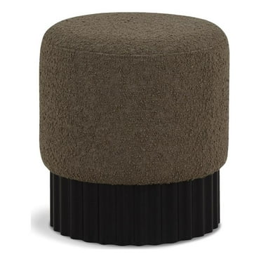 Pemberly Row Contemporary Boucle Fabric Ottoman/Stool in Olive/Black