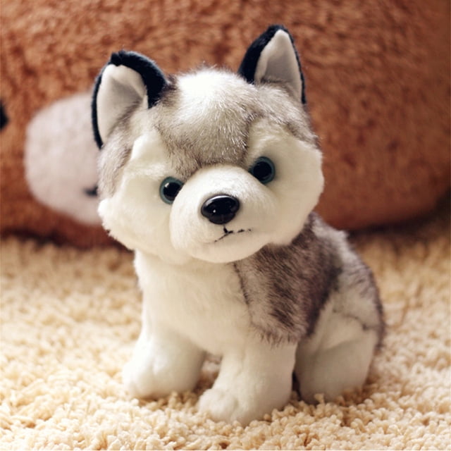 18 CM Husky Peluches Simulación Perro Mascota Peluche Juguete Multiusos Encantador Cachorro Muñeco de Peluche para Regalo de Cumpleaños Navidad Año Nuevo