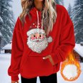 thumbnail image 4 of Atogsazn Womens Christmas Hoodies Santa Flannel Fleece Long Sleeve Hooded Sweatshirt Pullover Winter Fuzzy Clothes Tops 06-Red L Fashion, 4 of 7