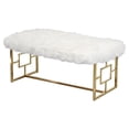 thumbnail image 1 of Best Master Stainless Steel and Faux Fur Bench in White/Gold, 1 of 2