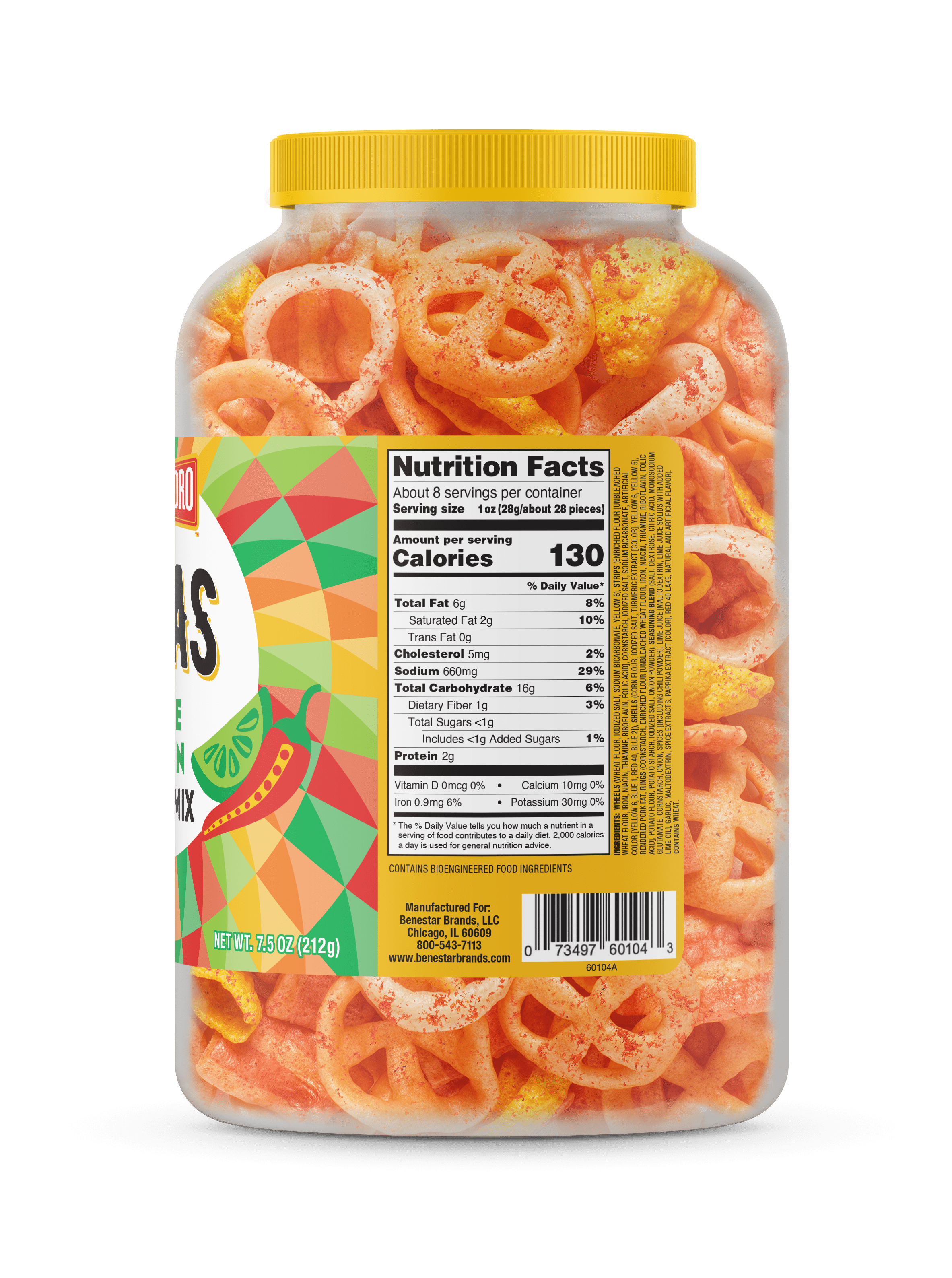 (3 pack) Cazo de Oro Las Ricas 7.5oz Chile Limon Party Mix Canister