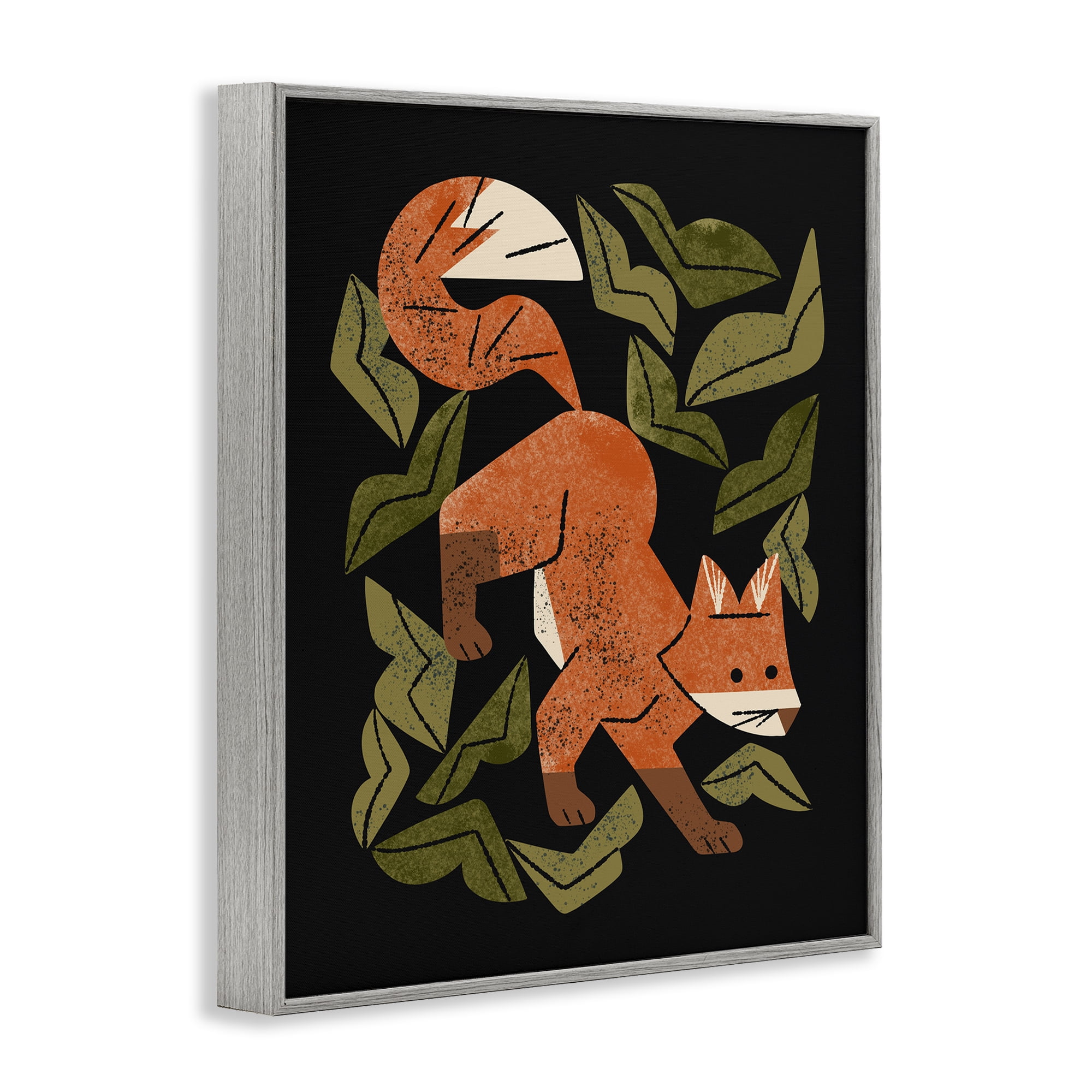 Stupell Industries Fox In The Brush Gray Framed Giclee Art, design by Renea L. Thull