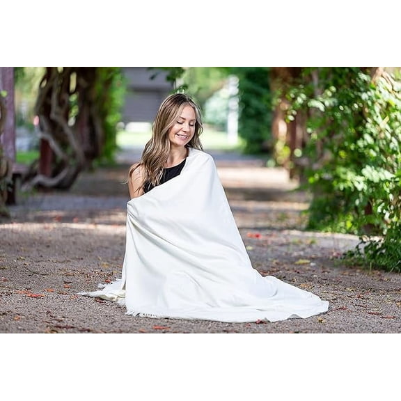 Om Shanti Crafts Meditation Shawl or Prayer shawl or Meditation Blanket, Shawl/Wrap, Oversize Scarf/Stole. Large. Unisex. White