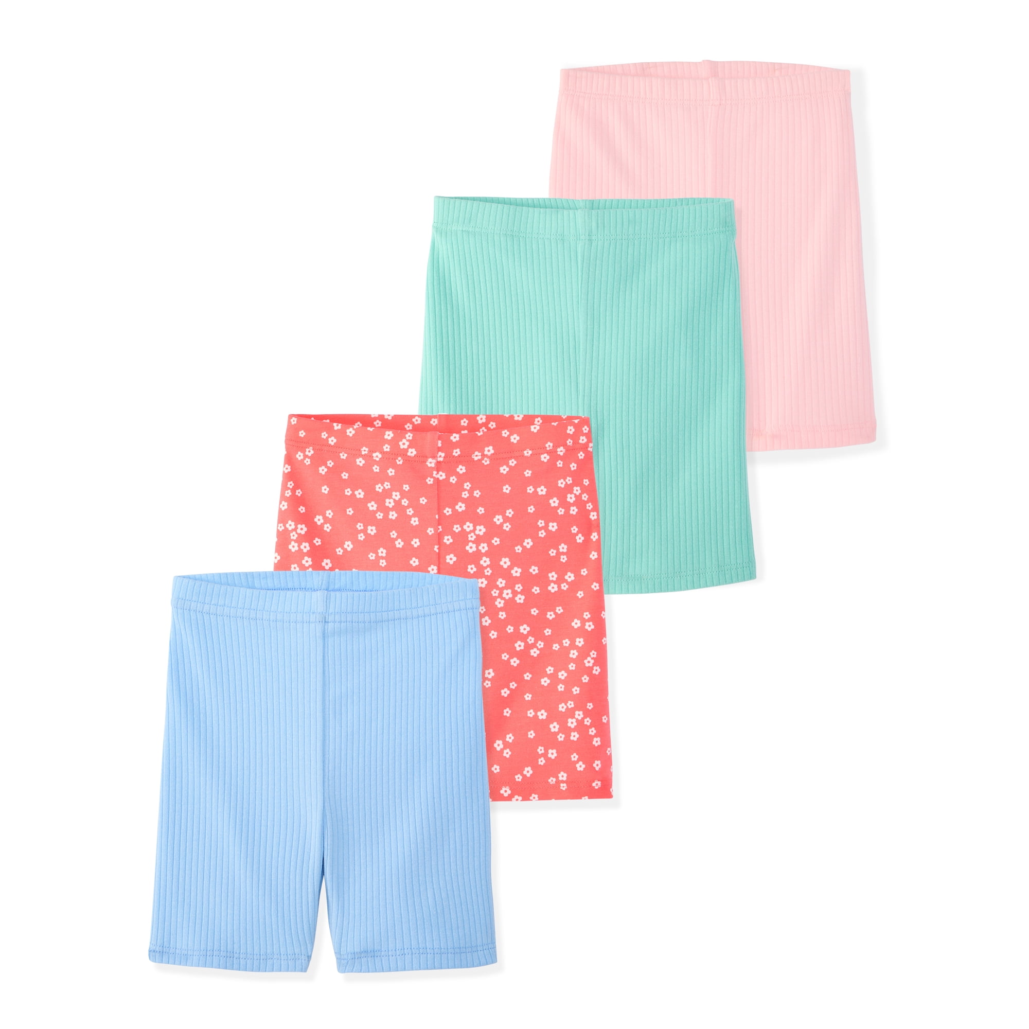 Garanimals Newborn, Baby & Toddler Girl Ribbed Biker Shorts, 4-Pack, Sizes 0-6T