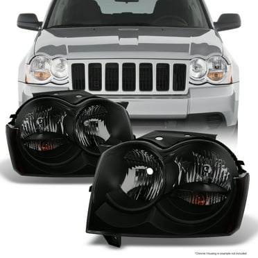 AKKON LED C-Tube Light Bar Projector Black Headlights Pair for 2005