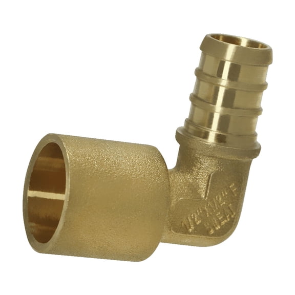 5 Pcs XFITTING Barb Crimp Pex 1/2 Inch x 1/2 Inch Female Sweat 90 Degree Elbow Adapter, 25-3-7=5X