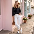 thumbnail image 6 of Domzest Womens Polka Dot Shirt Long Sleeve Button Down Shirts Loose Fit Lightweight Business Dressy Casual Blouse Black XL, 6 of 7