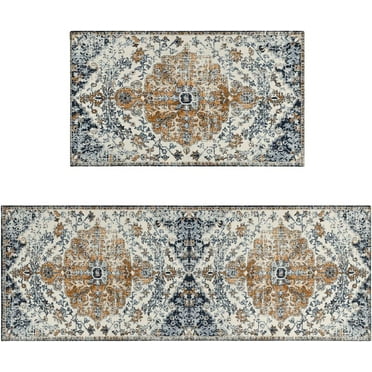 Boho Kitchen Rug Mat Set of 2 Non Slip Kitchen Rugs Farmhouse Style Washable Kitchen Floor Runner Boho Decor